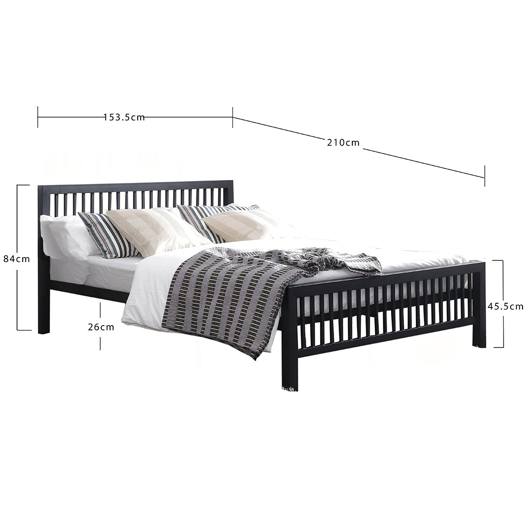 Metal King Size Bed With Sprung Slatted Base - Meridian