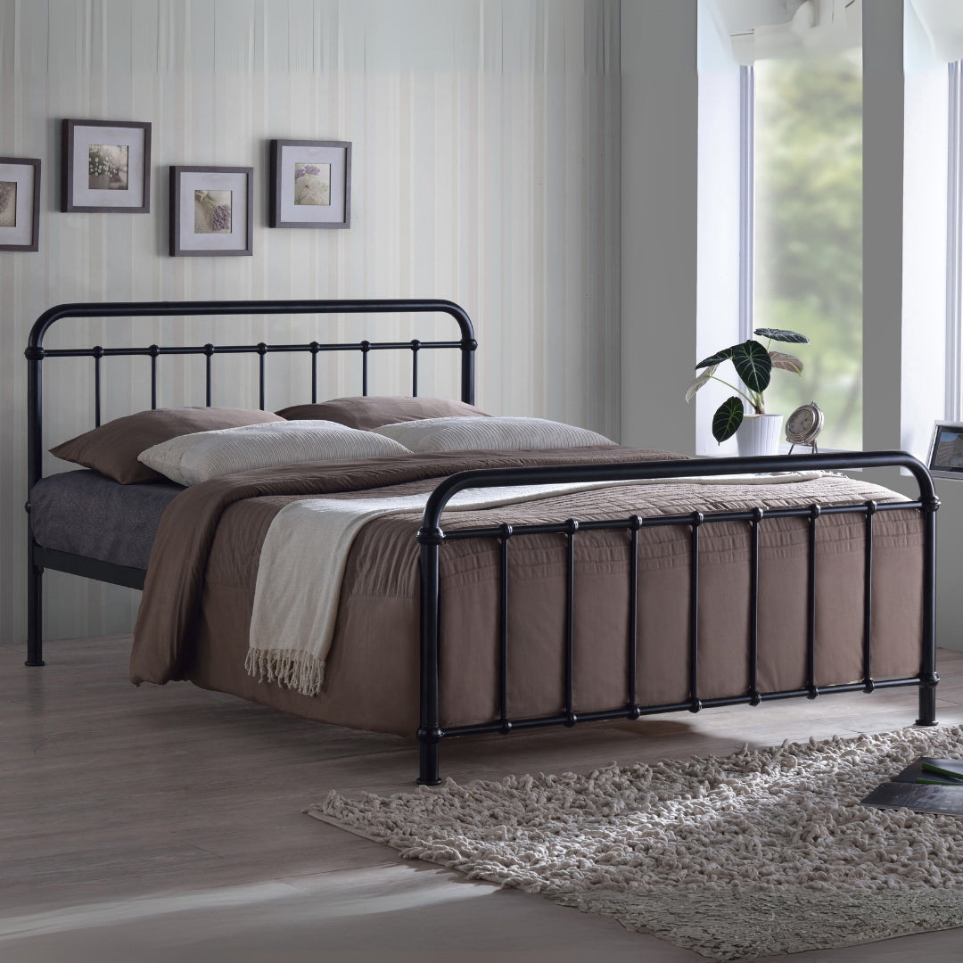 Metal King Size Bed With Sprung Slatted Base - Miami