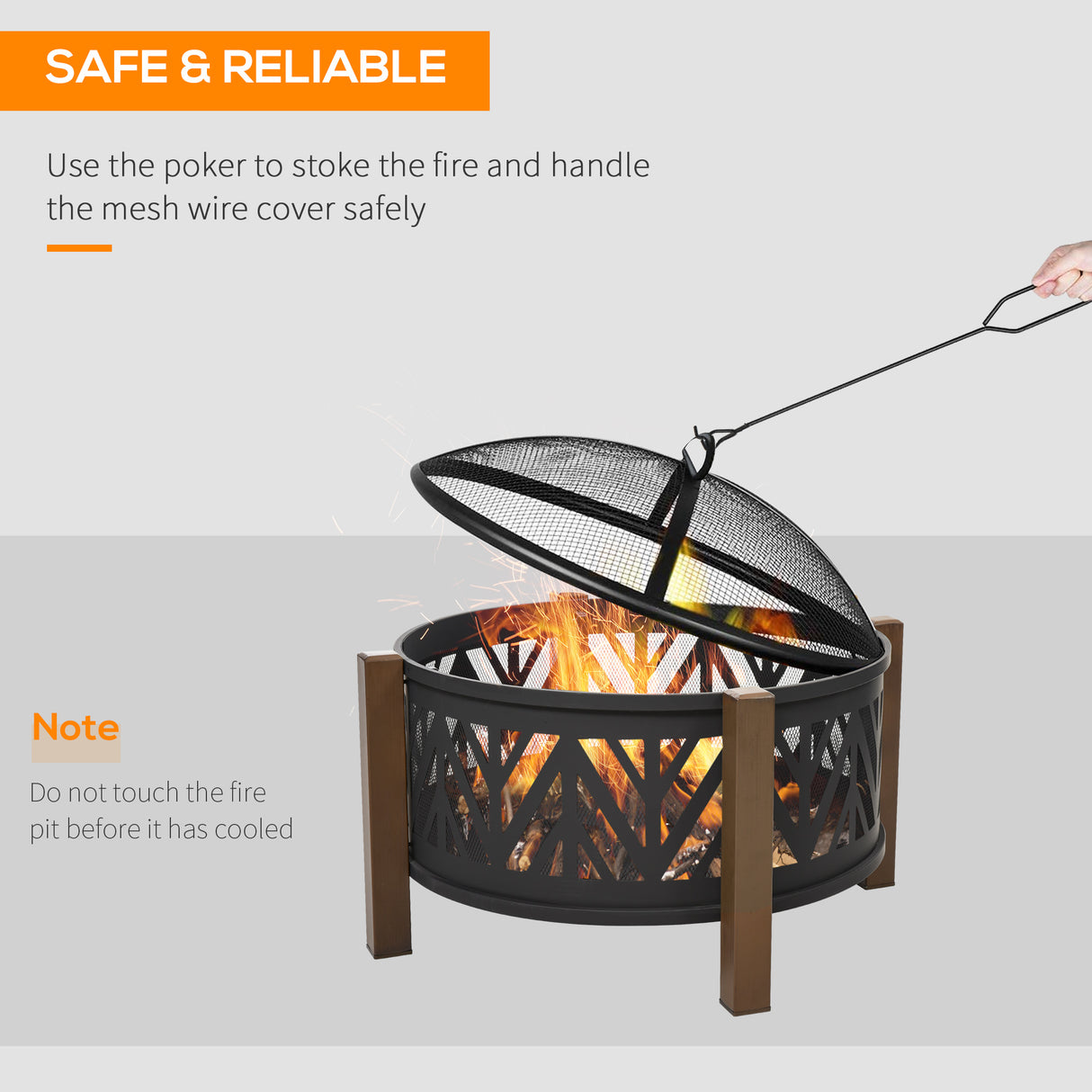 Metal Large 2-In-1 Round Fire Pit Bowl Brazier With Lid And BBQ Grill for Backyard - Velmora