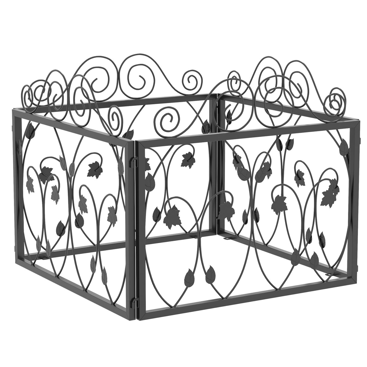 Metal Leaf Scroll Garden Fence Panels 229.5cm in Set Of 4 - Velmora