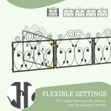 Metal Leaf Scroll Garden Fence Panels 229.5cm in Set Of 4 - Velmora