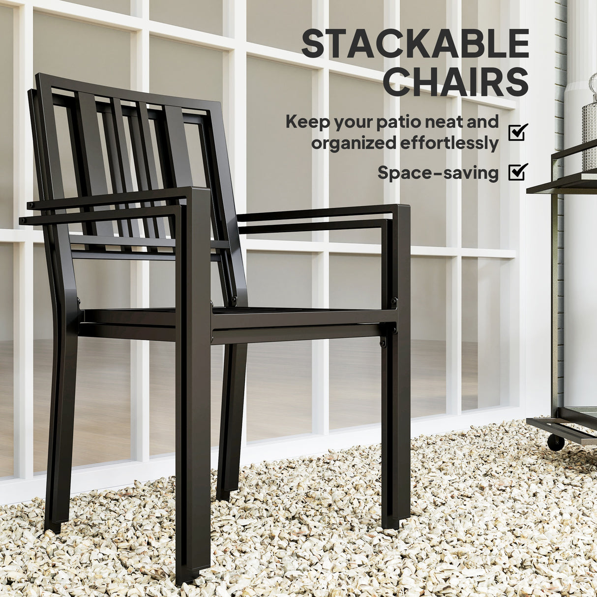 Metal Minimal Garden Chairs in Set of 2 - Velmora