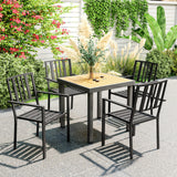 Metal Minimal Garden Chairs in Set of 4 - Velmora