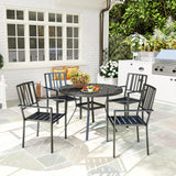 Metal Minimal Garden Chairs in Set of 4 - Velmora