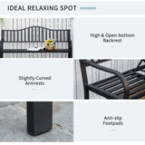 Metal Outdoor 2 Seater Bench With Lifetable Middle Table Patio - Velmora