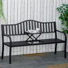 Metal Outdoor 2 Seater Bench With Lifetable Middle Table Patio - Velmora