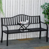 Metal Outdoor 2 Seater Bench With Lifetable Middle Table Patio - Velmora