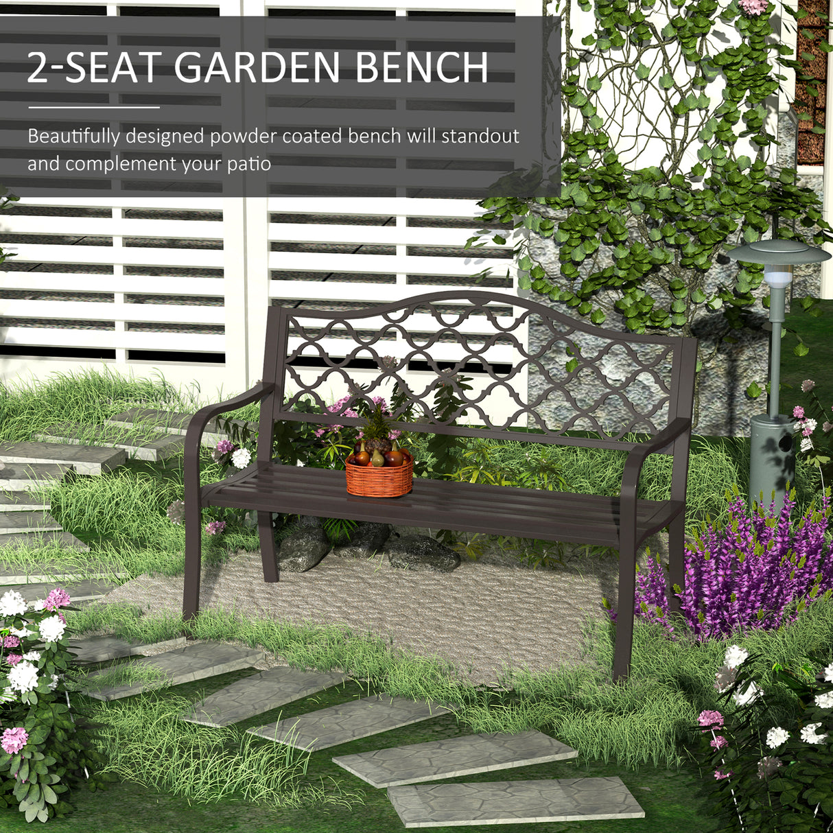 Metal Outdoor 2 Seater Garden Bench in Antique Style - Velmora