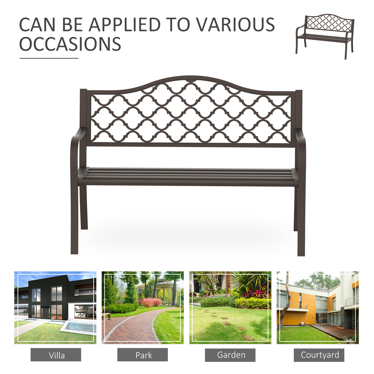 Metal Outdoor 2 Seater Garden Bench in Antique Style - Velmora