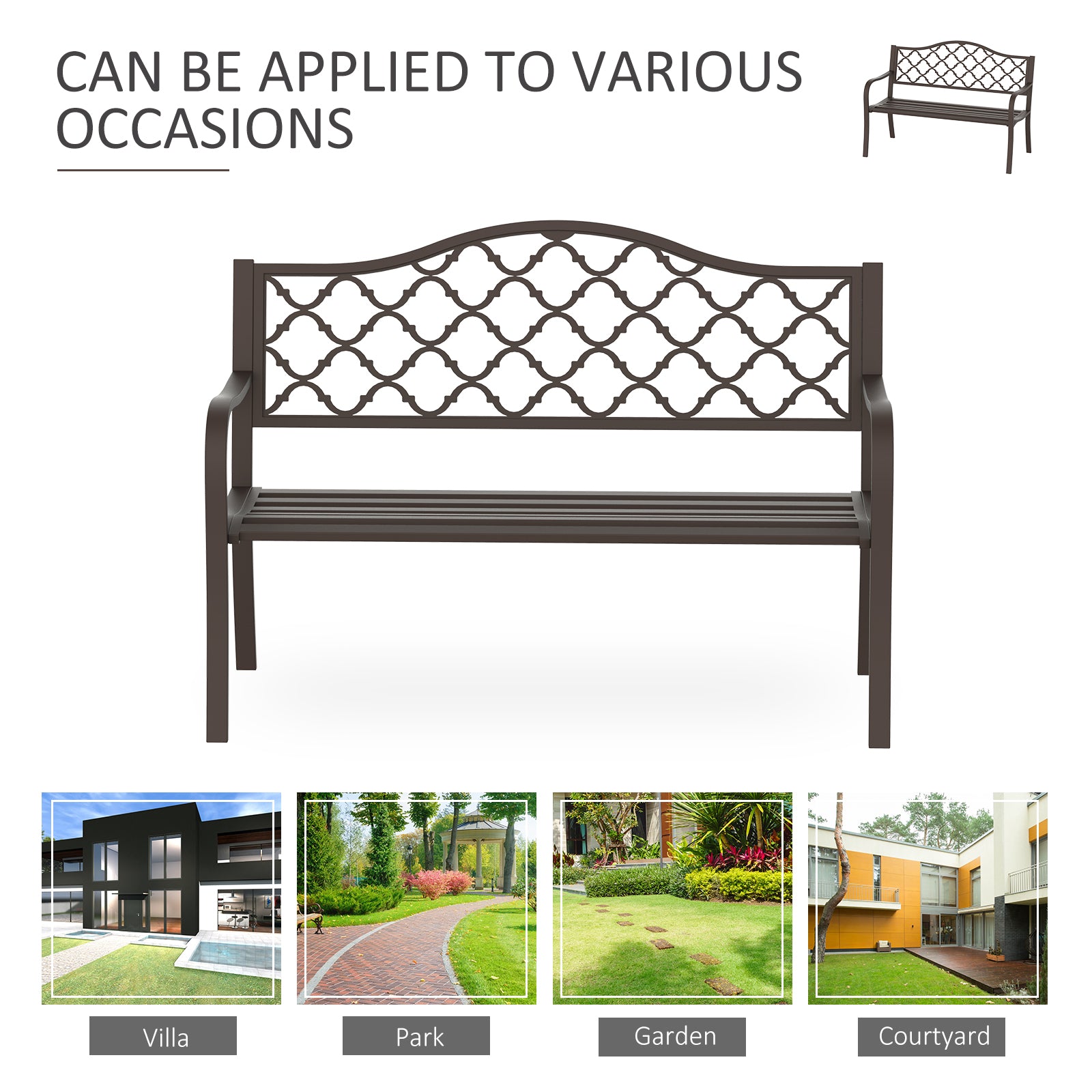 Metal Outdoor 2 Seater Garden Bench in Antique Style - Velmora