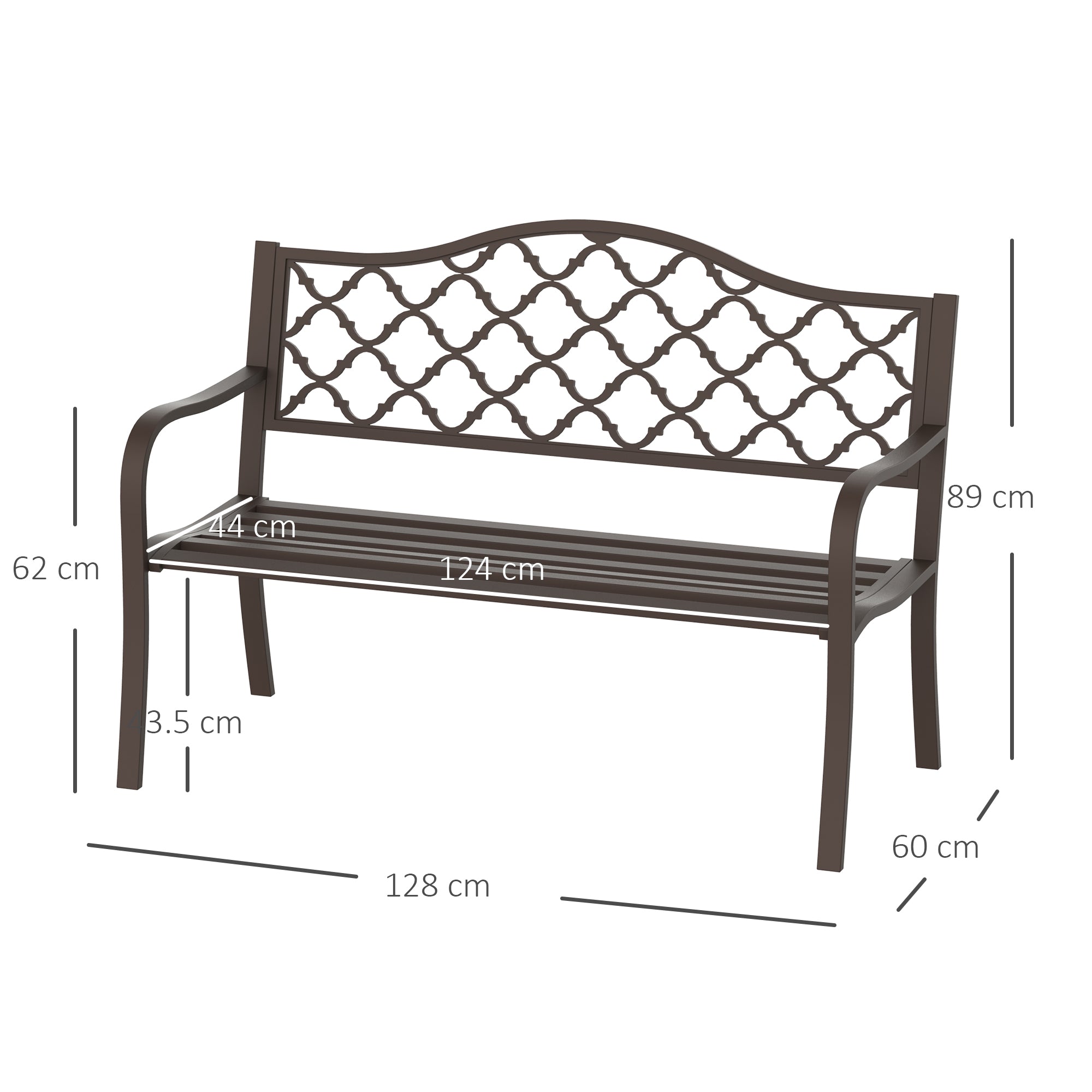 Metal Outdoor 2 Seater Garden Bench in Antique Style - Velmora