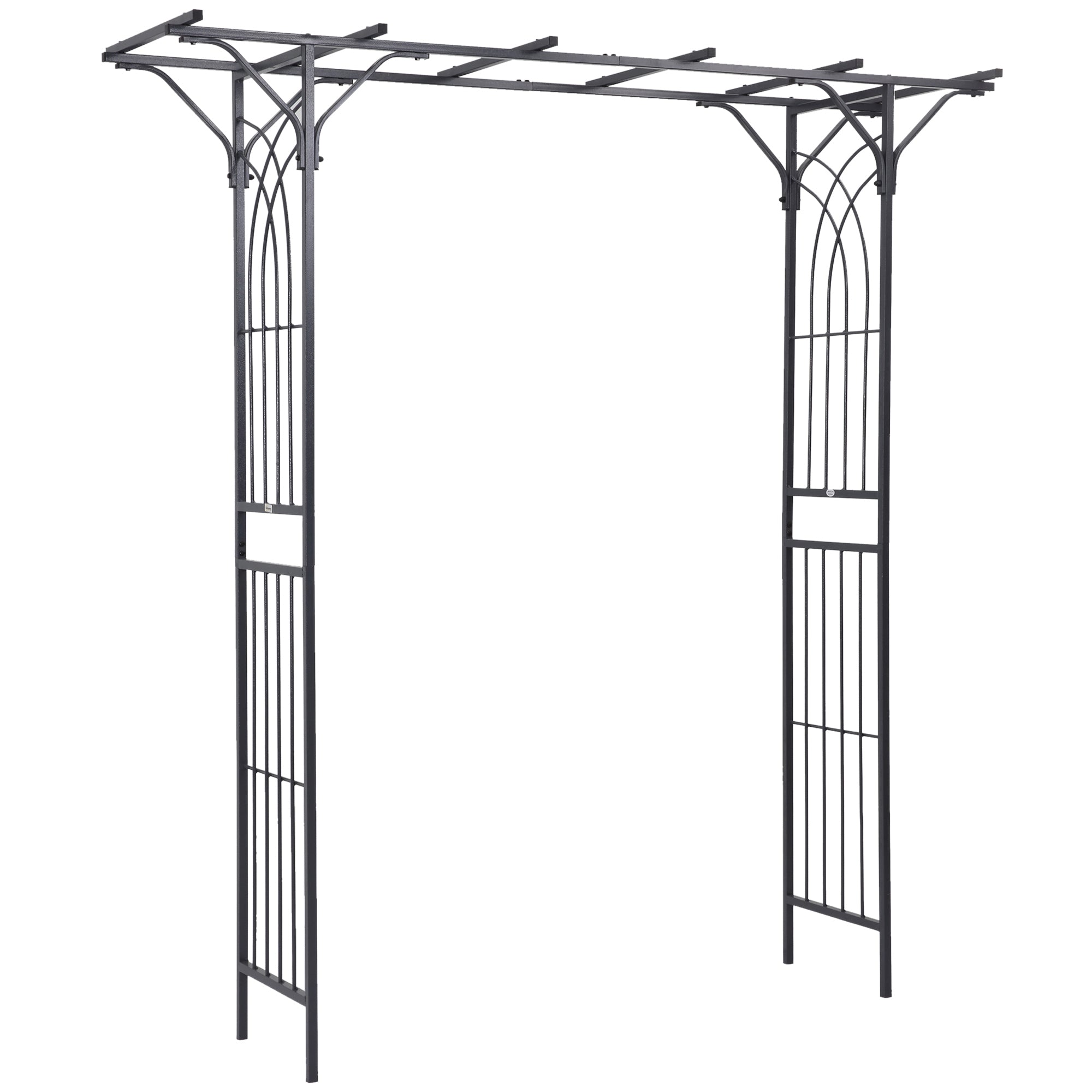 Metal Outdoor Garden Arch Trellis 210cm High - Velmora