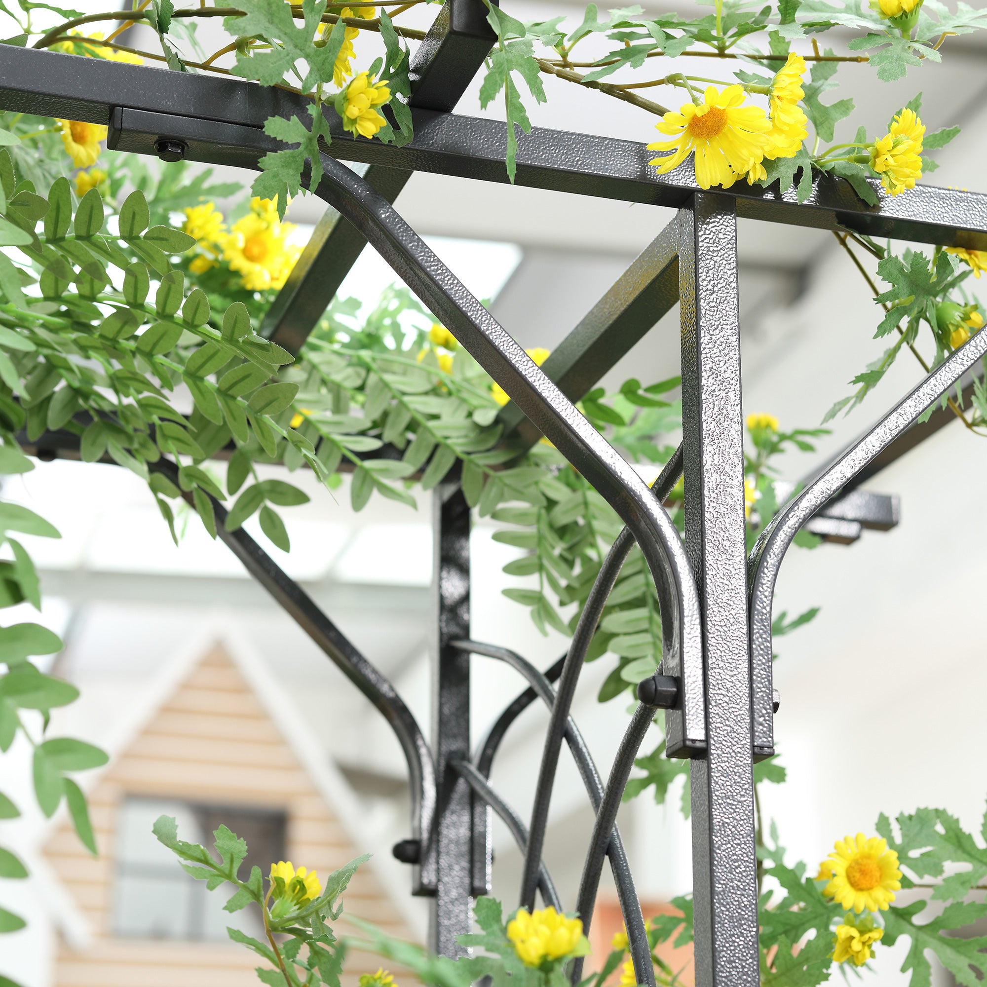Metal Outdoor Garden Arch Trellis 210cm High - Velmora