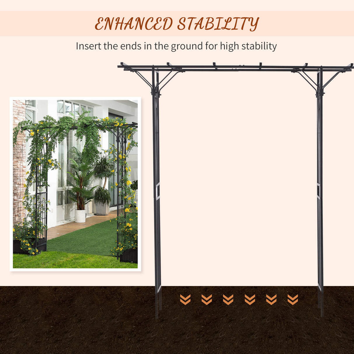 Metal Outdoor Garden Arch Trellis 210cm High - Velmora