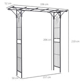 Metal Outdoor Garden Arch Trellis 210cm High - Velmora