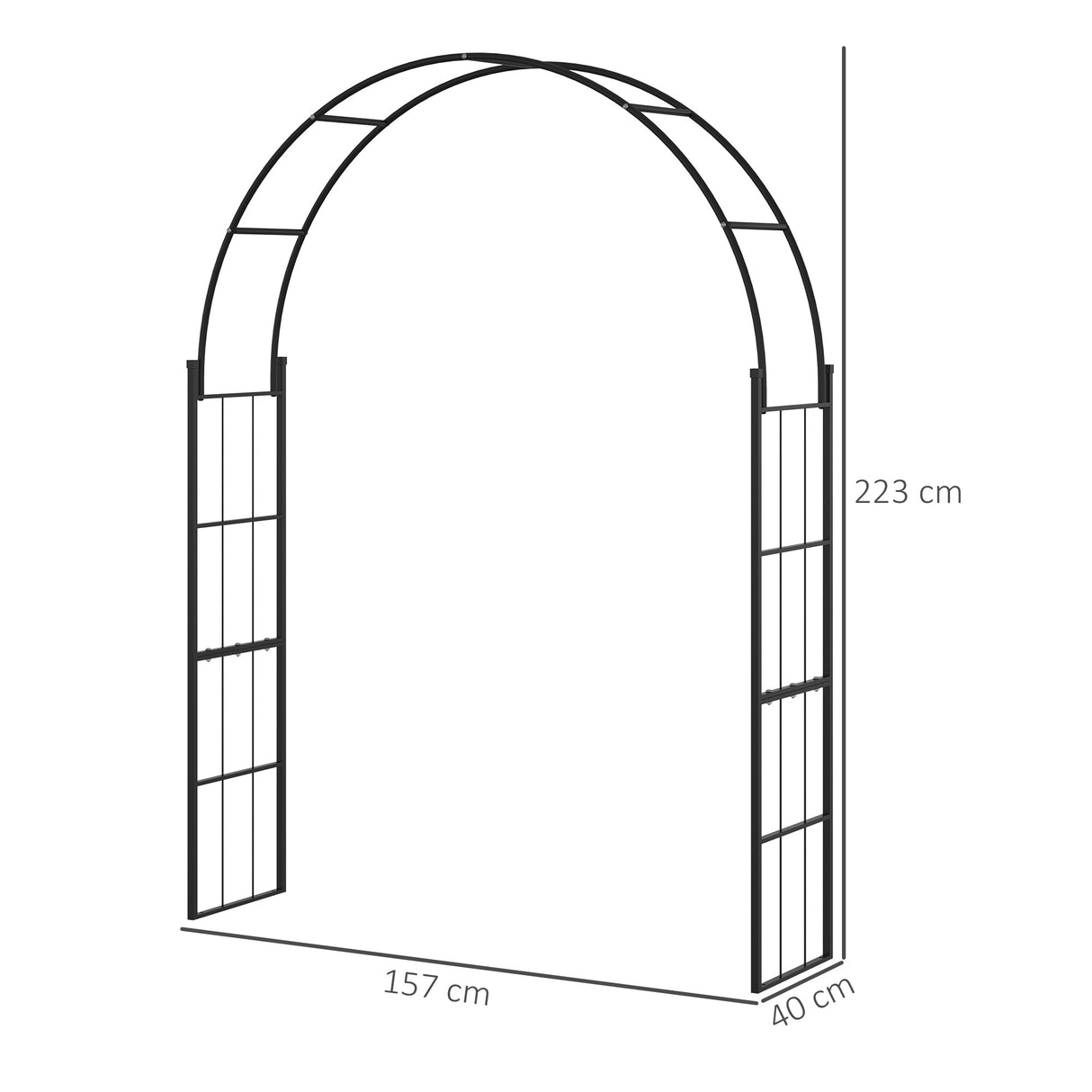 Metal Outdoor Garden Arch Trellis 223cm High - Velmora