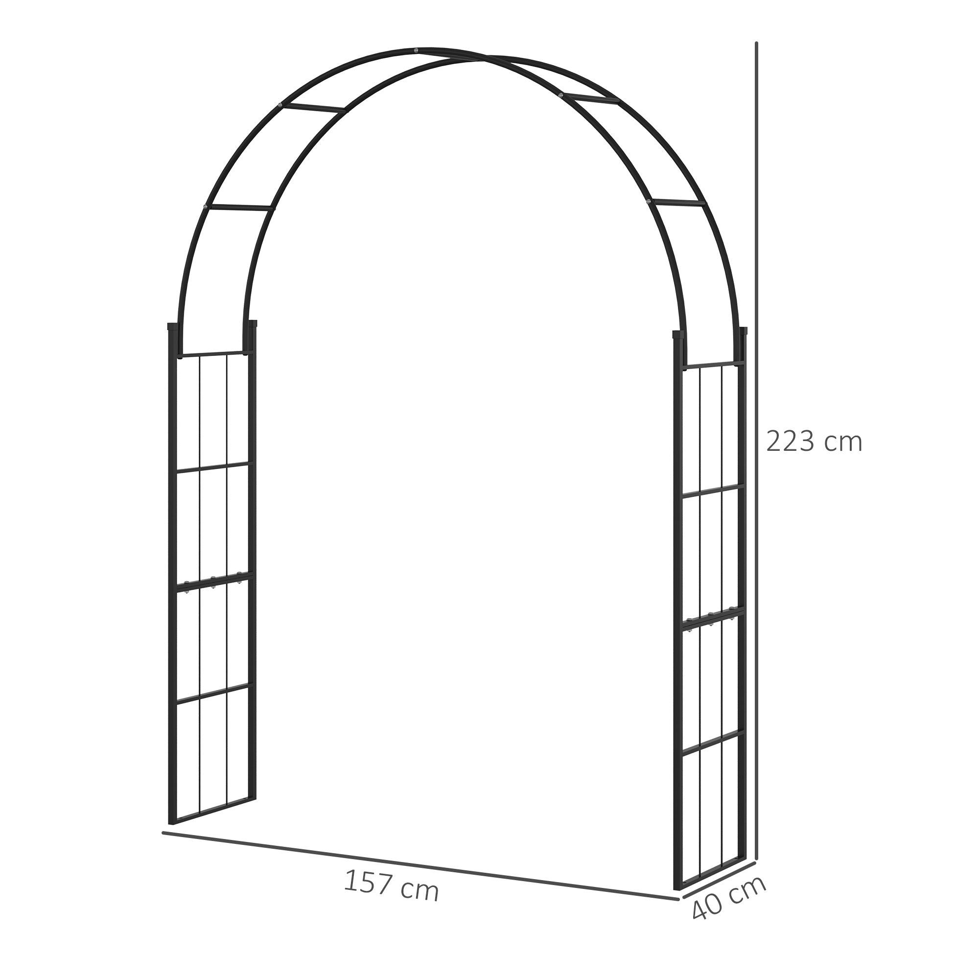Metal Outdoor Garden Arch Trellis 223cm High - Velmora