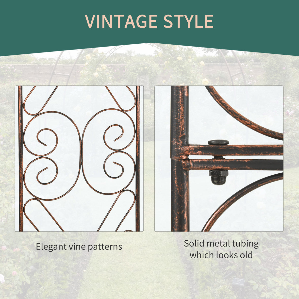 Metal Outdoor Garden Arch Trellis 226cm High - Velmora