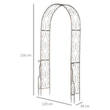 Metal Outdoor Garden Arch Trellis 226cm High - Velmora