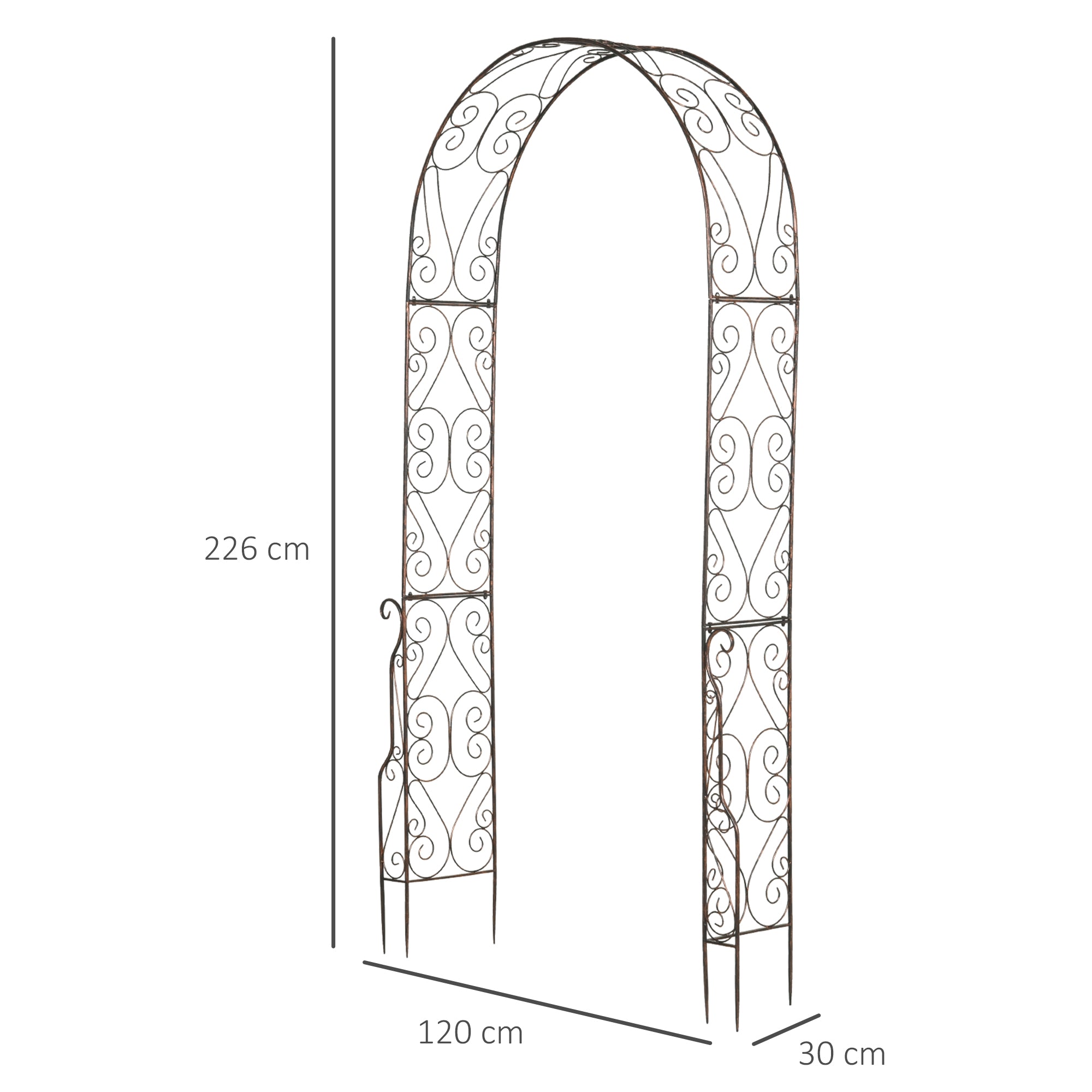 Metal Outdoor Garden Arch Trellis 226cm High - Velmora