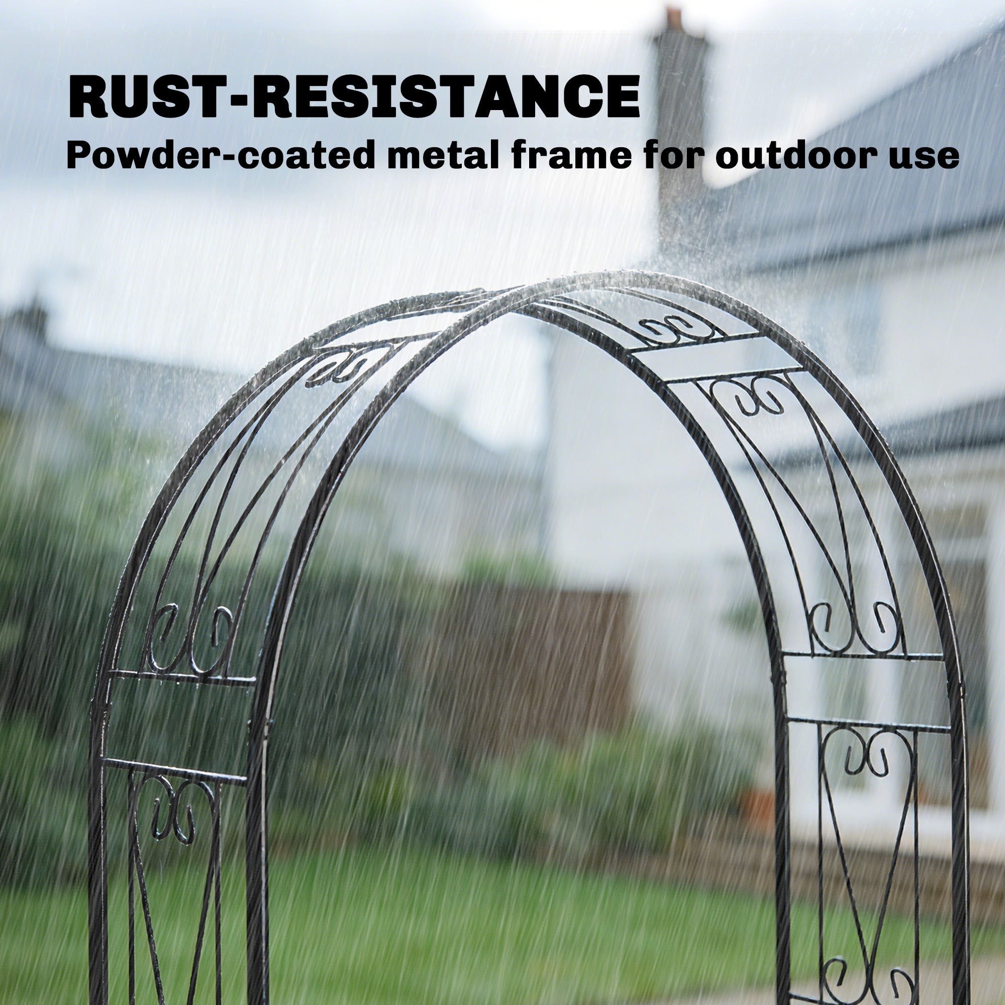 Metal Outdoor Garden Arch Trellis 246cm High - Velmora