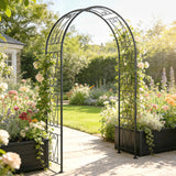 Metal Outdoor Garden Arch Trellis 246cm High - Velmora