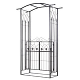 Metal Outdoor Garden Arch Trellis With Gate 212cm High - Velmora