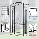 Metal Outdoor Garden Arch Trellis With Gate 212cm High - Velmora