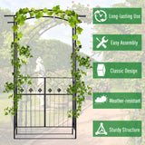Metal Outdoor Garden Arch Trellis With Gate 212cm High - Velmora