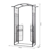 Metal Outdoor Garden Arch Trellis With Gate 212cm High - Velmora