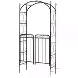 Metal Outdoor Garden Arch Trellis With Gate 215cm High - Velmora