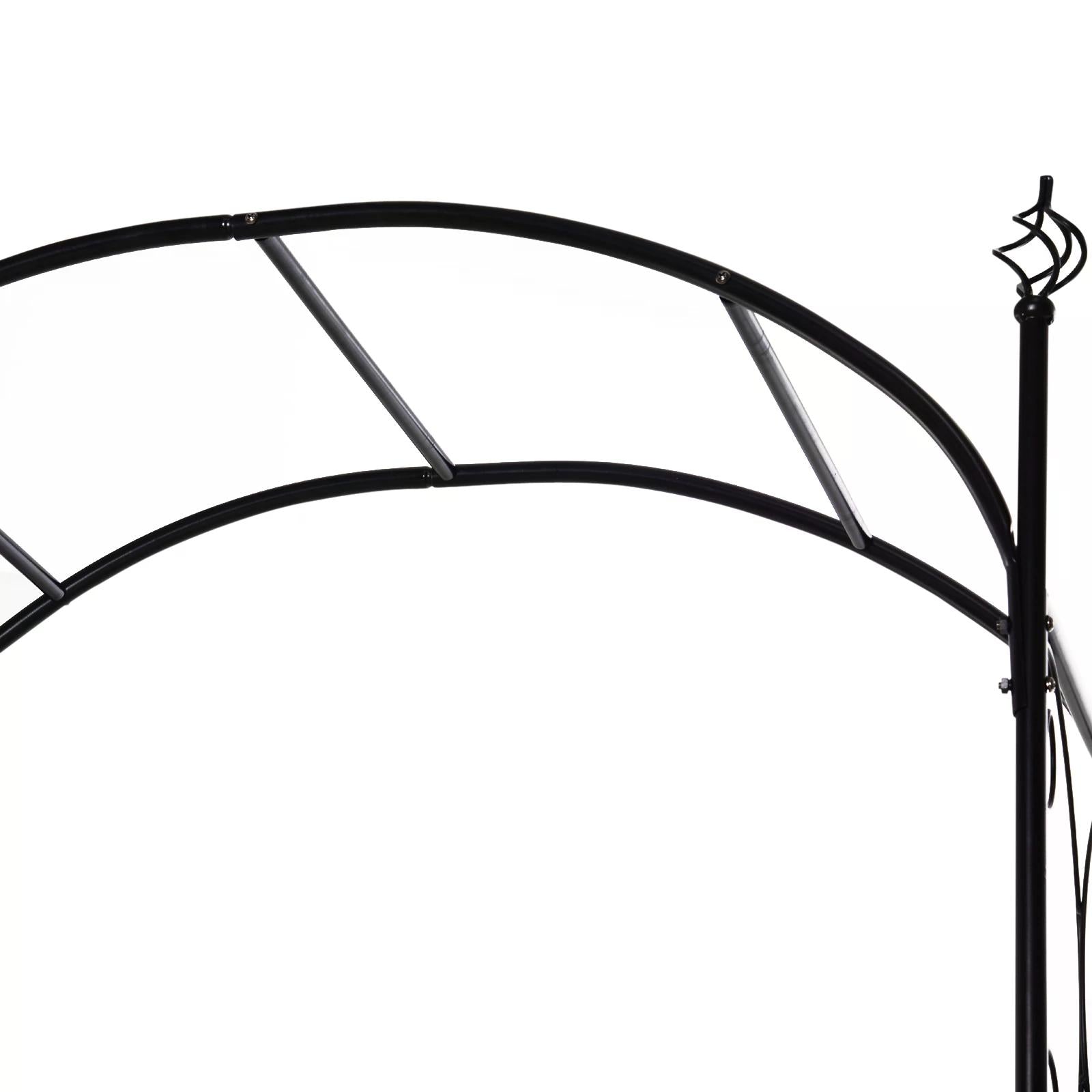 Metal Outdoor Garden Arch Trellis With Gate 215cm High - Velmora
