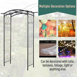 Metal Outdoor Garden Arch Trellis With Gate 215cm High - Velmora