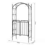 Metal Outdoor Garden Arch Trellis With Gate 215cm High - Velmora