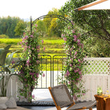 Metal Outdoor Garden Arch Trellis With Gate 215cm High - Velmora