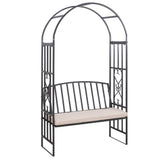 Metal Outdoor Garden Bench 114cm Wide With Arch And Cushion - Velmora