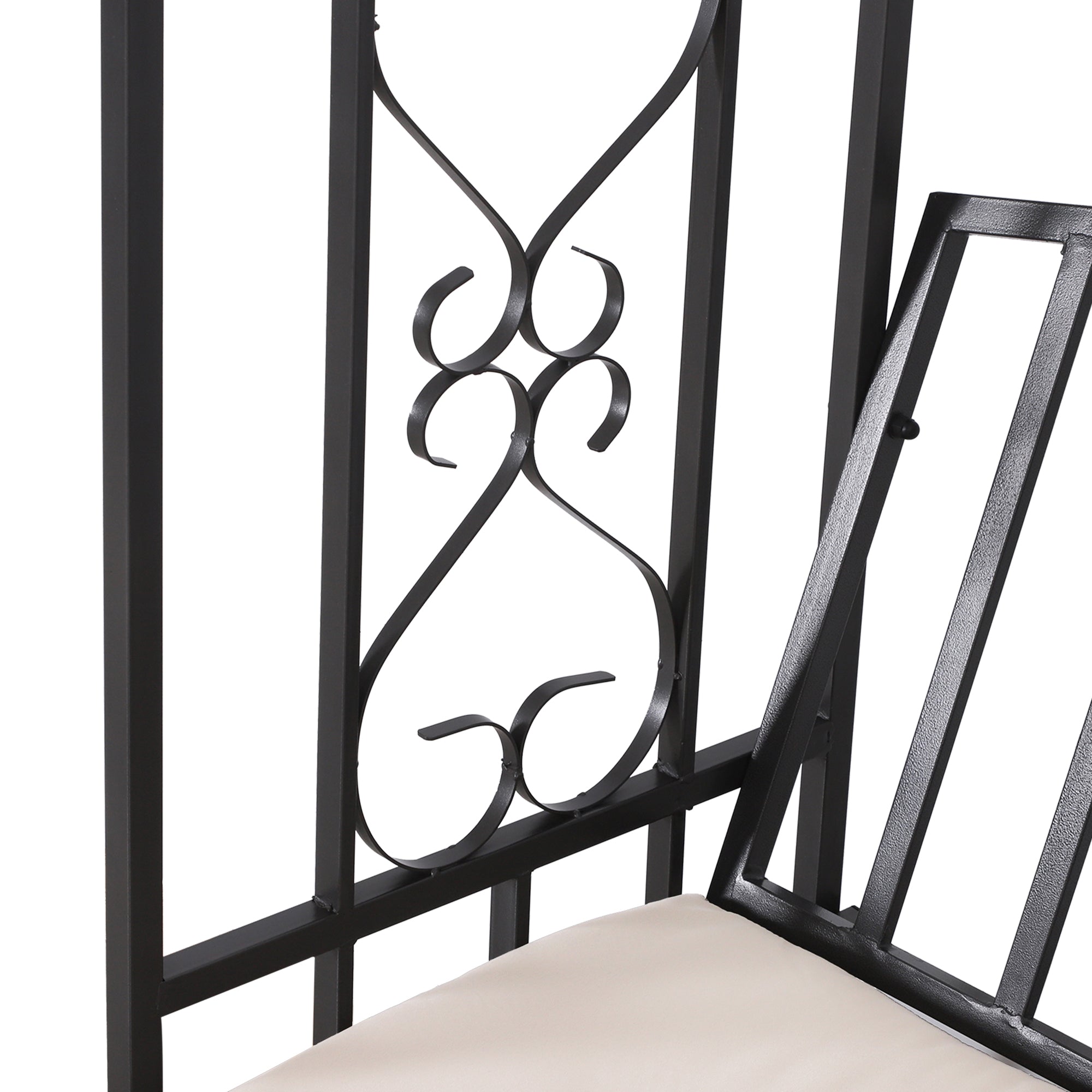 Metal Outdoor Garden Bench 114cm Wide With Arch And Cushion - Velmora