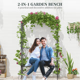 Metal Outdoor Garden Bench 115cm Wide With Arch - Velmora