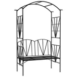 Metal Outdoor Garden Bench 203cm Wide With Arch - Velmora