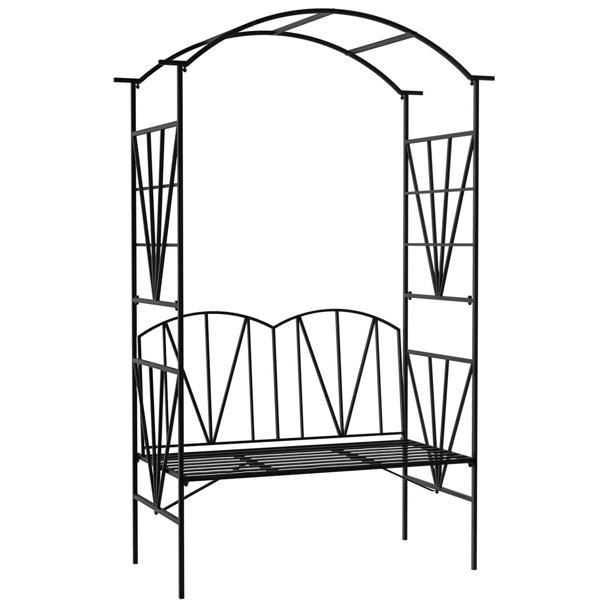 Metal Outdoor Garden Bench 203cm Wide With Arch - Velmora