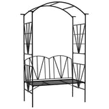 Metal Outdoor Garden Bench 203cm Wide With Arch - Velmora