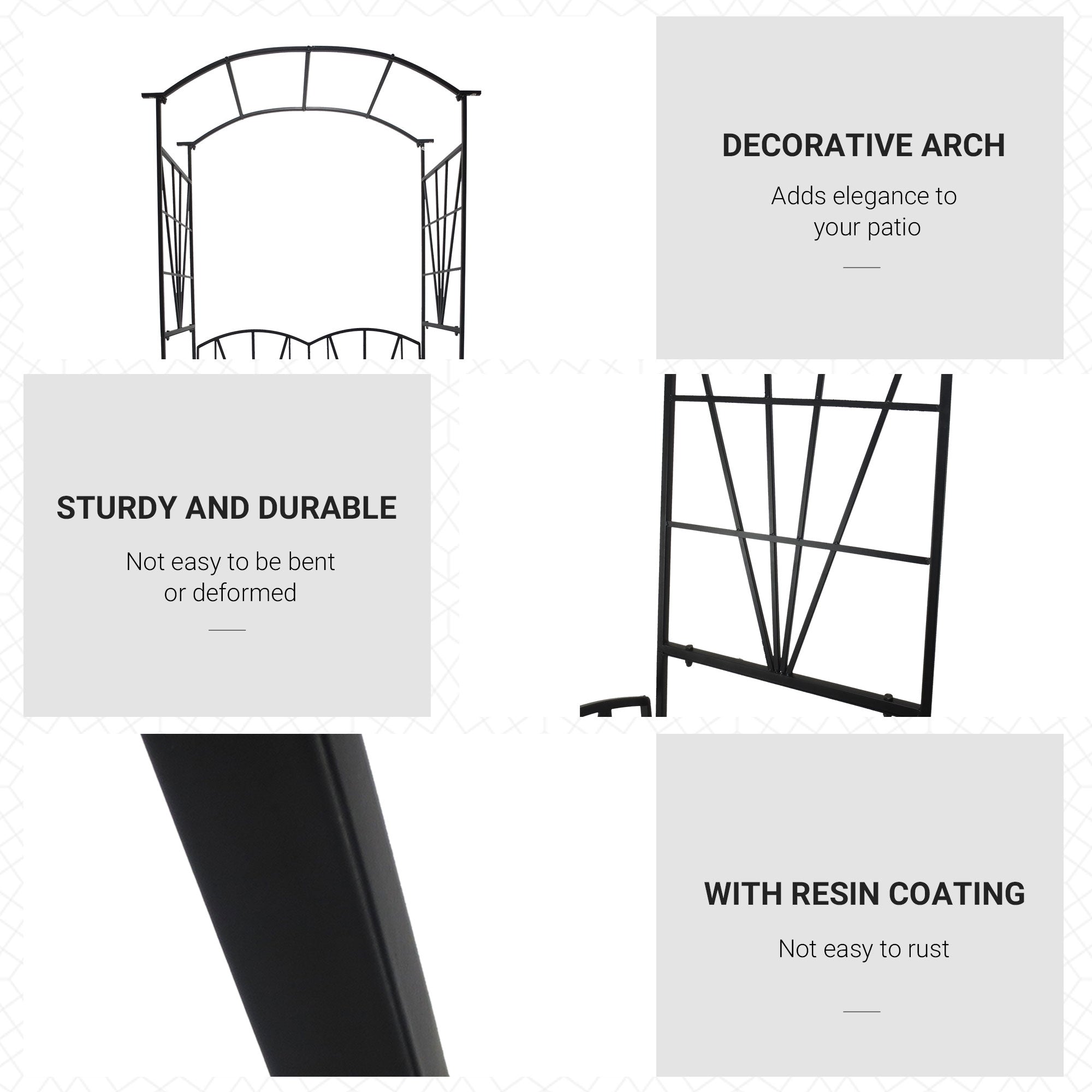 Metal Outdoor Garden Bench 203cm Wide With Arch - Velmora
