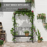 Metal Outdoor Garden Bench 203cm Wide With Arch - Velmora