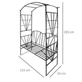Metal Outdoor Garden Bench 203cm Wide With Arch - Velmora