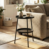 Metal Outdoor Garden Patio Side Table Round - Velmora
