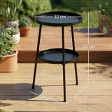 Metal Outdoor Garden Patio Side Table Round - Velmora