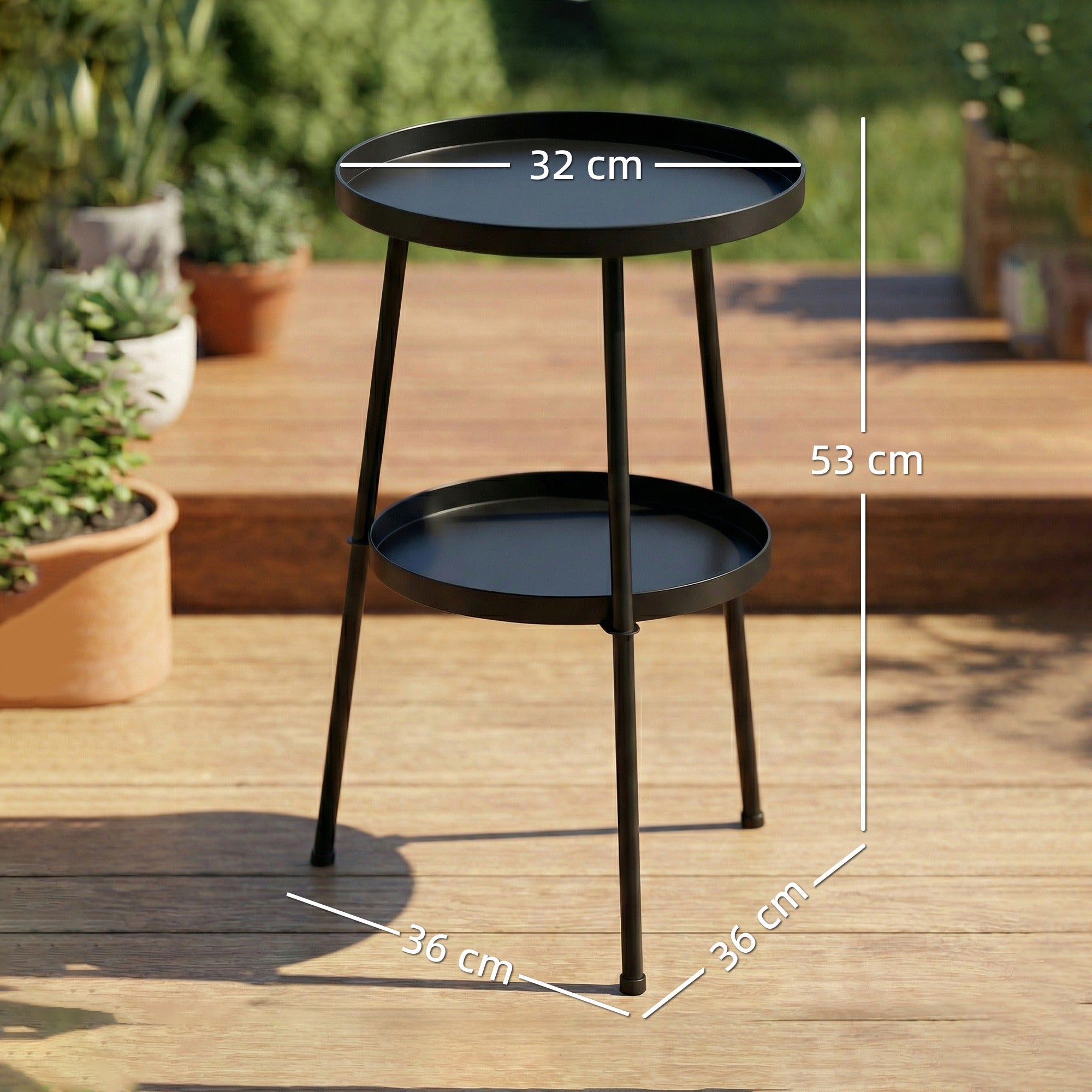 Metal Outdoor Garden Patio Side Table Round - Velmora