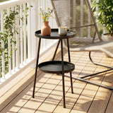 Metal Outdoor Garden Patio Side Table Round - Velmora