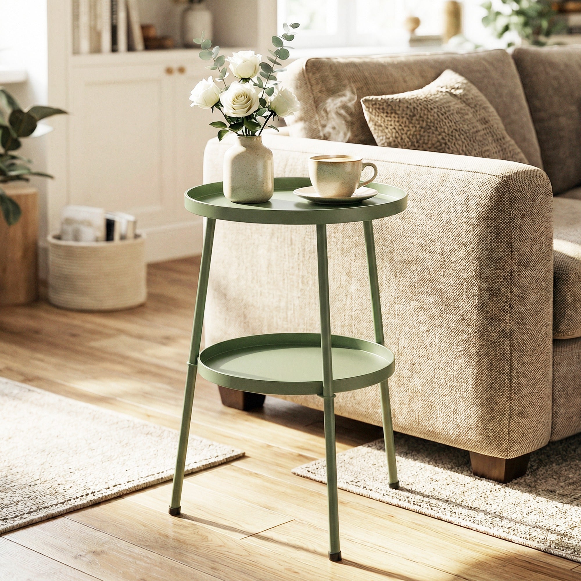 Metal Outdoor Garden Patio Side Table Round - Velmora