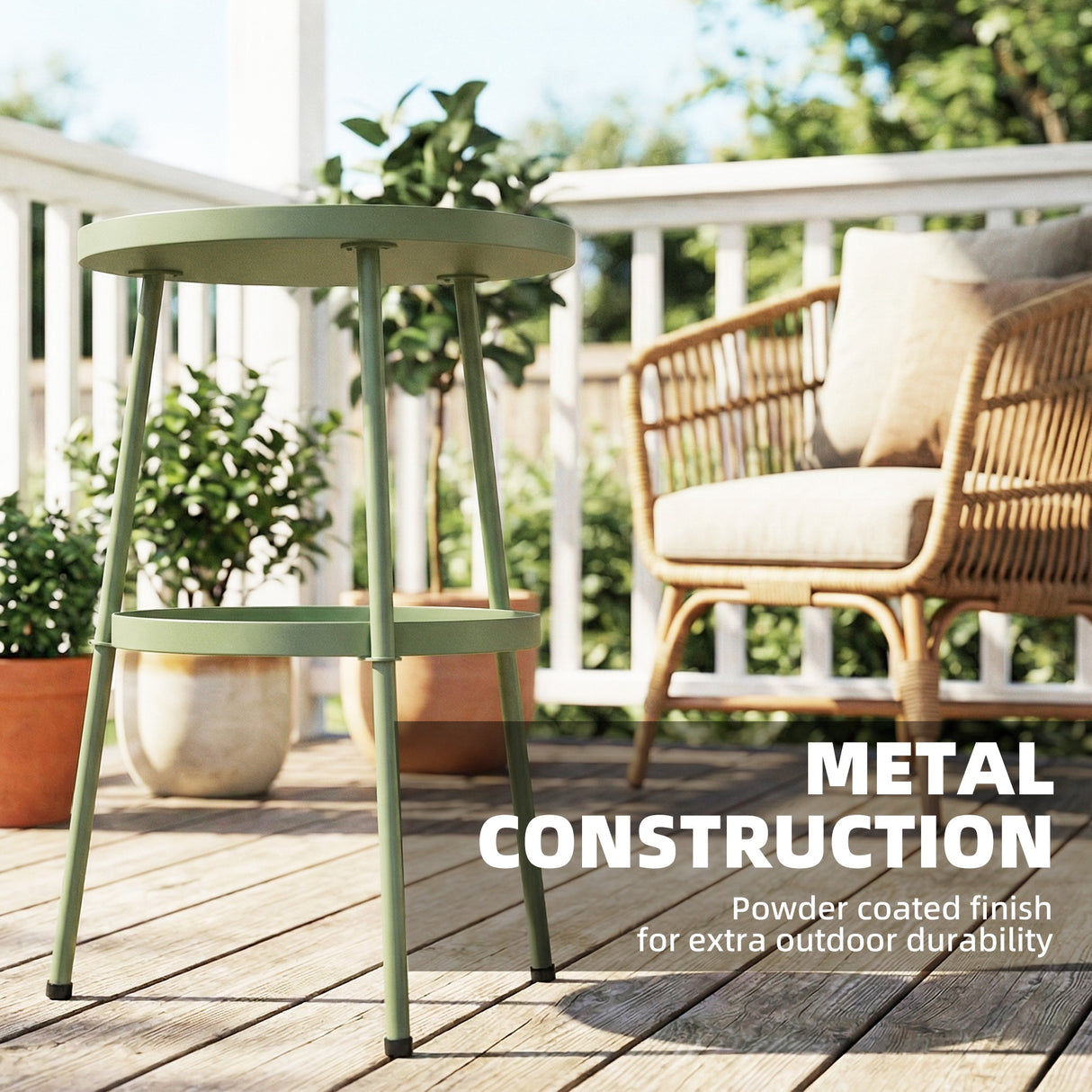 Metal Outdoor Garden Patio Side Table Round - Velmora